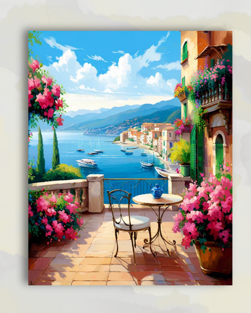 Terrasse Fleurie Surplombant la Baie de la Riviera